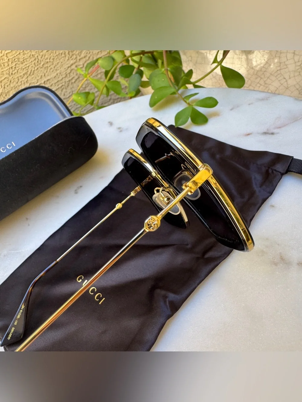Gucci Acetate Oversize Square Frame Tortoise Sunglasses GG0106S
